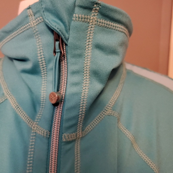 XL Tangerine Teal Athletic Zip- up Jacket - Picture 3 of 9
